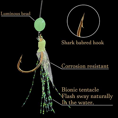 Sabiki Rigs Set 20-Pack Luminous Bait Fishing Rigs with Sharp Hooks for Saltwater & Surf Fishing - Variation of THIS listing