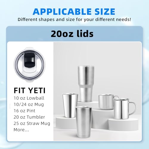 Black 3 Pack Magnetic Replacement Lids for 20 oz Yeti Tumbler & More