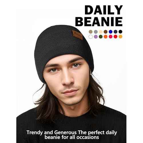 Beanie Hats for Men Women Knit Winter Hat, Warm Skull Stocking Cap, Striped Snow Hat Heated Cuffed Beanie