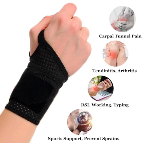 Ultra-Thin Breathable Mesh Wrist Brace Support 2 Pack - Adjustable for Tendonitis, Arthritis, Carpal Tunnel Pain Relief
