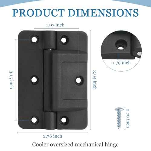 Black Cooler Oversized Mechanical Hinge Replacement for Igloo Newer 150-165 QT Coolers, Cooler Hinges Replacement Parts£¨1 Pack£©