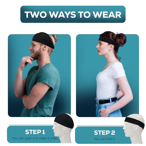Moisture Wicking Sports Headbands for Men and Women - Pack of 5
