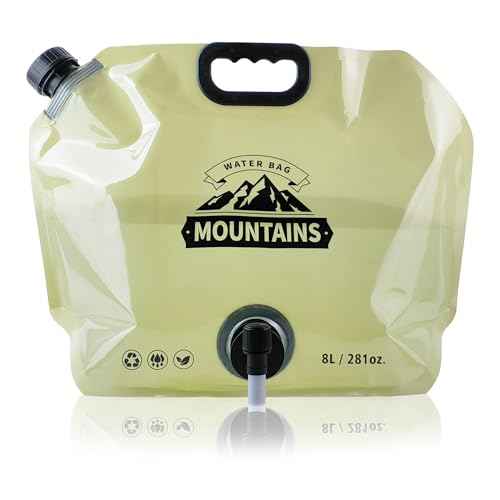 Camping Water Jug 2.1 Gallon Collapsible Water Container Portable Water Bag for Travel Outdoor Hiking BPA Free Lightweight (Beige (2.1Gal), 1)