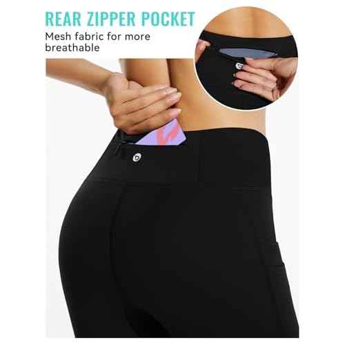baleaf Women's Fleece Lined Leggings Water Resistant Thermal Winter Warm Tights High Waisted with Pockets Running Gear
