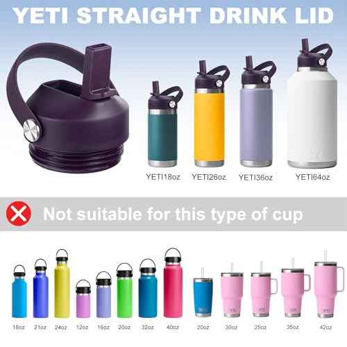 Straw lid for Yeti Rambler 18 26 36 64 oz, Lid with Straws and Flexible Handle, Replacement Cap for Yeti 18oz 26oz 36oz 64oz Rambler Water Bottle Straw Cap