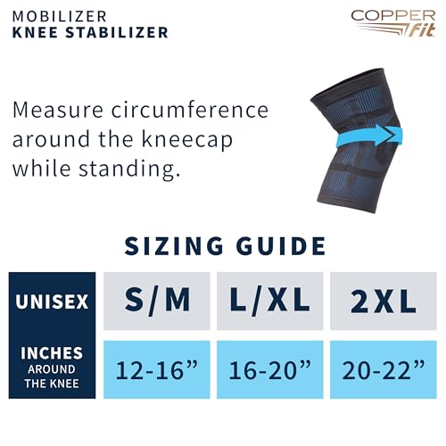Copper Fit Mobilizer Knee Sleeve L/XL Compression Support Brace for Recovery & Pain Relief