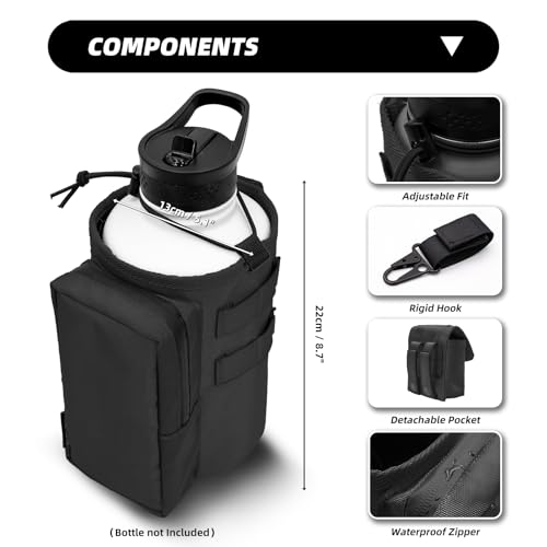 64oz Tactical Water Bottle Holder Bag with Strap - Black