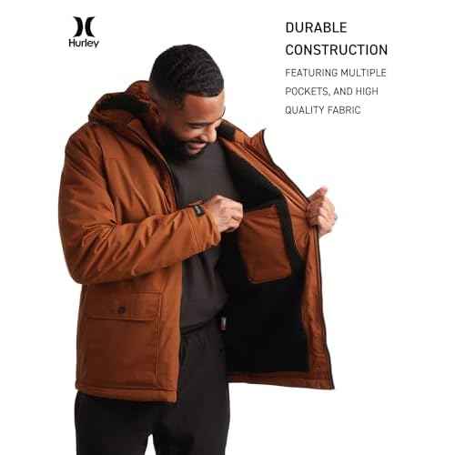 Hurley Mens Winter Jacket - Warm Zip Up Hooded Parka Sherpa Lined Jackets For Men with Multiple Pockets (Sizes S-XL)