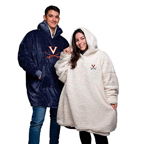 FOCO NCAA Unisex Reversible Oversized Sherpa Hoodie Sweatshirt Big Logo Hoodeez