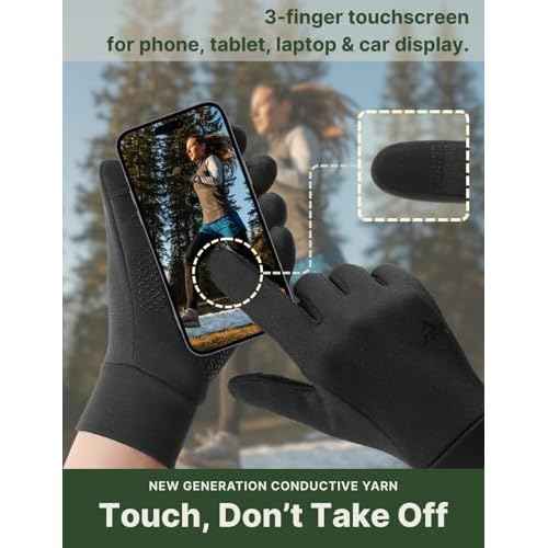 Lightweight Running Winter Gloves, Touch Screen Warm Gloves Liners for Cycling Biking Sporting Driving for Men Women X1