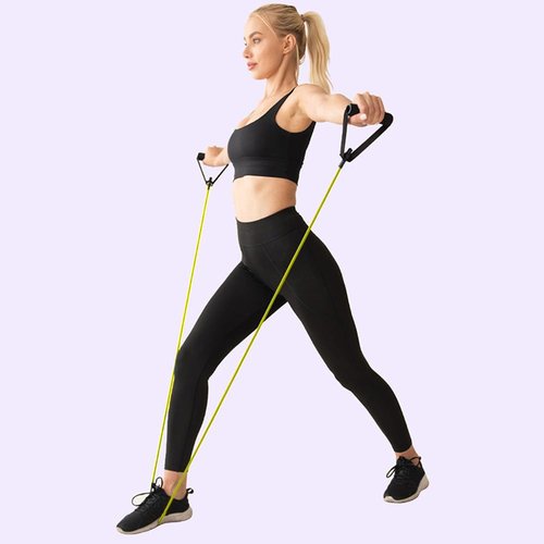 Resistance Bands with Handles - Single Portable Bands for Resistance Training, Physical Therapy, Home Workouts, Fitness, Pilates, Chest Expander and Sit-up Exercises - Yellow