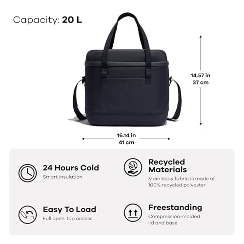 Hydro Flask Cooler Bag for Beach, Beverages and Travel - Insulated Soft Lunch Bag - 20 L Capacity in Black
