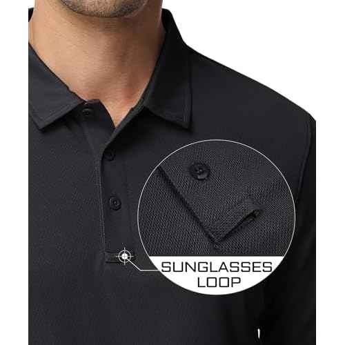MAGCOMSEN Men's Polo Shirts 3 Button Quick Dry Performance Long Sleeve Tactical Shirts Pique Jersey Golf Shirt