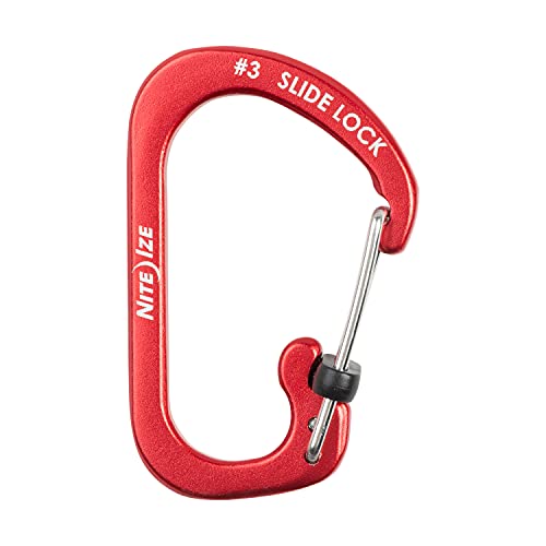 Nite Ize Size-3 Locking Aluminum Carabiner with SlideLock - Red, Pack of 1