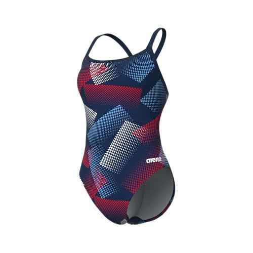 ARENA Girls' Performance Halftone Team Print Challenge Back Youth Bathing Swimsuit