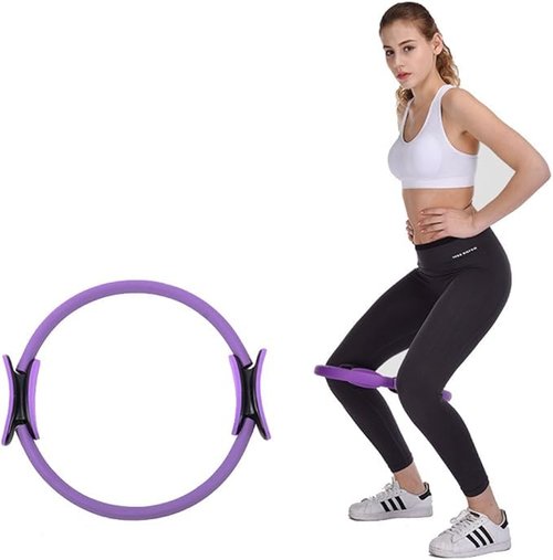 Fitness Pilates Ring - Double Handle Exercise Circle Fitness Magic Circle Resistance Ring Yoga Accessory Gym Workout Training Tool Resistance Circle for Home Thigh Workout