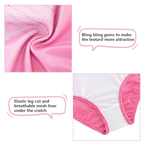 Girls Gymnastics Leotard with Tutu Ballet Costume - Pink Diamond, 5-6 Years