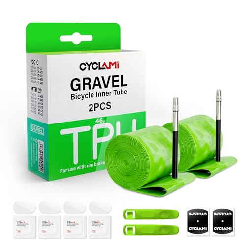 Cyclami 2 Pack 700C x 32C-47C Gravel MTB Bicycle Inner Tubes with 65mm Presta Valve - Lightweight TPU