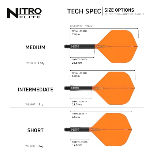 RED DRAGON Nitro Flite Dart Flights & Stem System No.2 Medium Black & Orange