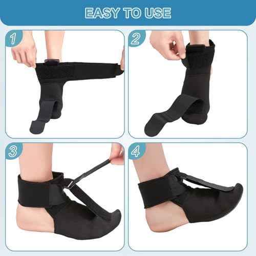 Plantar Fasciitis Night Splint Brace with Massage Ball, Relieves Foot Drop and Achilles Tendonitis, Adjustable Straps, Soft & Comfortable Sleep, Night Splint for Plantar Fasciitis Women & Men, Small