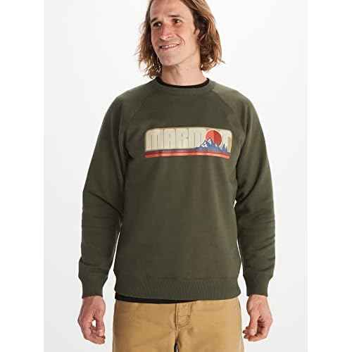 MARMOT Men's Montane Crew Sweatshirt - Screen Printed Graphic on Warm, Breathable, Eco-Friendly Cotton/Poly Blend