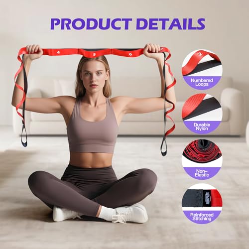 Red Non-Elastic Stretching Strap - Yoga, Pilates & Physical Therapy Bands