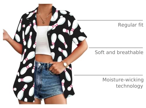 Women’s Bowling Shirts - Short Sleeve Button Down Gift Tee
