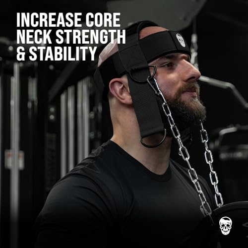 Gymreapers Neck Harness Weight Lifting - Black, Adjustable Stainless Steel Chain