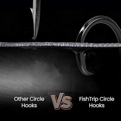FishTrip 25pcs 4/0 Inline Circle Fishing Hooks - Saltwater & Freshwater