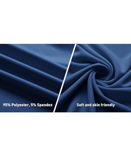 Men's Golf Polo Shirts 3 Pack Short Sleeve Business Casual - Large Black Blue Grey