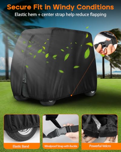Neverland 6 Passenger Golf Cart Cover Waterproof Fit for Yamaha Club Car EZGO Black XXL