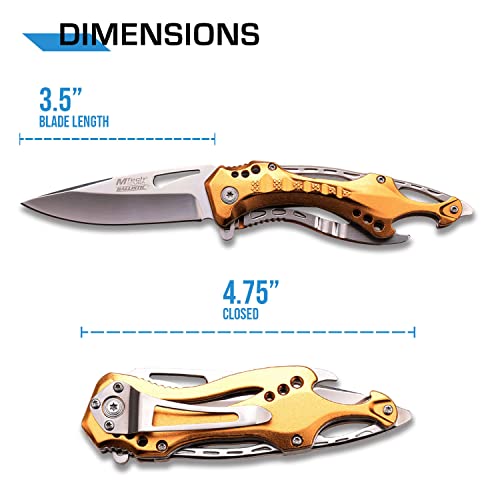 MTECH USA Folding Knife with Half-Serrated Blade and Gold Silver Variation