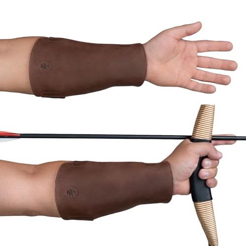 Leather Archery Arm Guard with Adjustable Straps - Handcrafted Shooting Protector