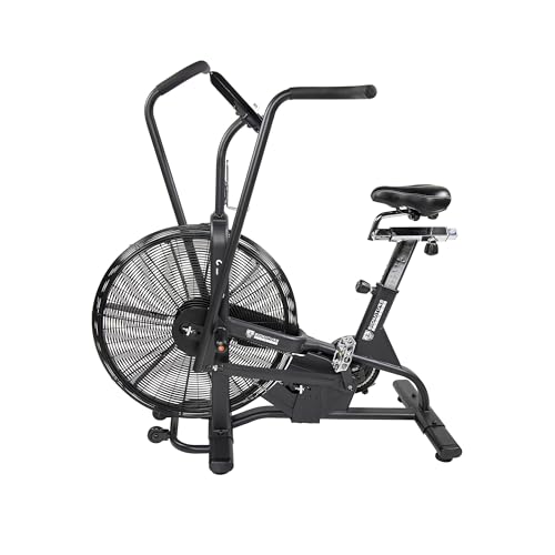 Fitvids Upright Fan Bike with Adjustable Seat and Handlebars for HIIT and Cardio Training, Black