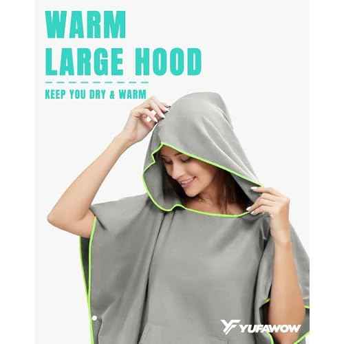 Men Women Hooded Towel Changing Wearable Cloth Swimsuit Bikini Coverup Dry Robe Bathing Swim Parka Jacket Suit Dress Wrap Plus Size for Beach Hiking Pee Surf Board Pool Shower