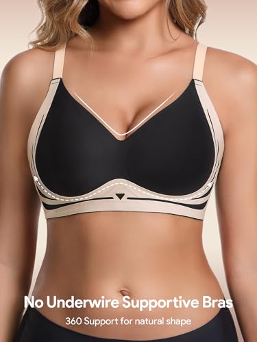 HBselect Jelly Bras for Women No Underwire Wireless Push Up Bra 3 Pack - Large / A