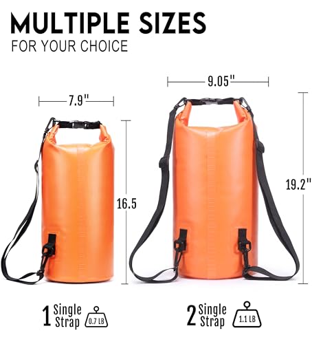 Soulsfeng Waterproof Dry Bag Backpack 20L Orange with Phone Case - Floating Kayak & Beach Storage