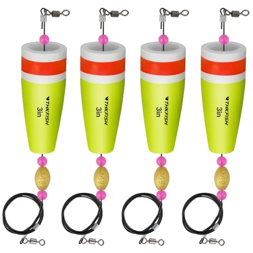 Fishing Floats Bobbers Popping Cork Rig 1oz 3in Yellow with Wire 4PCS