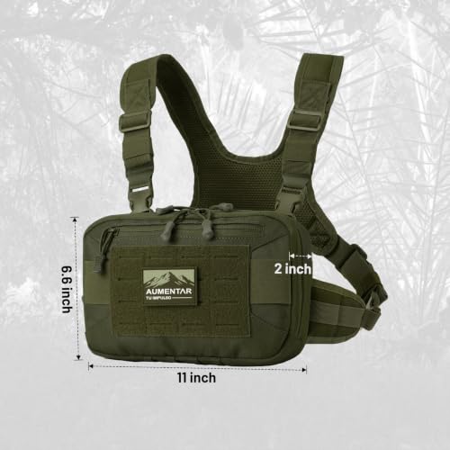 Tactical EDC Chest Bag with Molle System - Army Green, Adjustable Strap