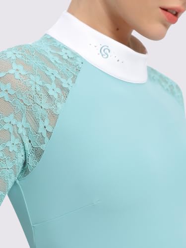 Women's Equestrian Show Shirt Long Sleeve Riding Top - Light Summer Mint Small