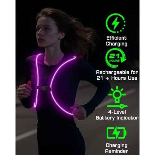 Zacro Reflective Running Vest 11 Light Modes 360¡ÆHigh Visibility Light up Running Vest for Cycling, Dog Walking, Rechargeable & Adjustable Illuminated Night Safety Reflective Gear Women & Men