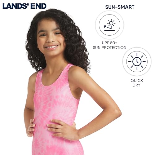 Girls' UPF 50+ Stretch Crisscross Back One-Piece Swimsuit - Cotton Candy, Small