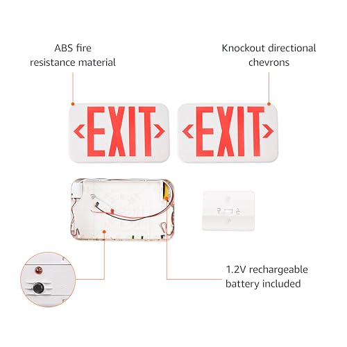 Emergency Exit Sign Double Face LED UL Certified Fire Retardant 1-Pack