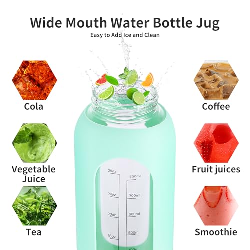 Black 64 oz Glass Water Bottle with Straw - Half Gallon Hydration Jug