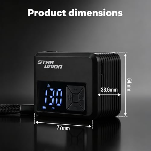 Mini Electric Bike Pump with Digital Pressure Gauge, 130 PSI, USB-C Rechargeable
