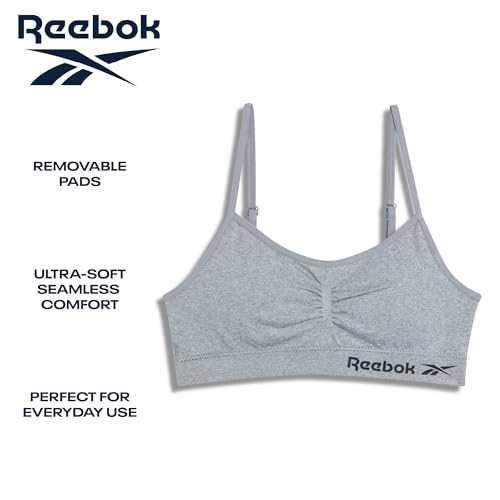Girls Padded Sports Bras 2 Pack - Kids Tween Teen Training Bralettes Black Grey 6-7