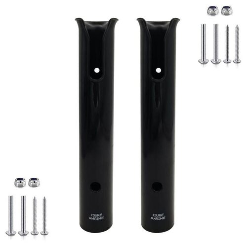 ISURE MARINE 2-Pole Black ABS Plastic Single Tube Multi-Function Fishing Rod Holder, 12" Width, 2" Inlet Diameter