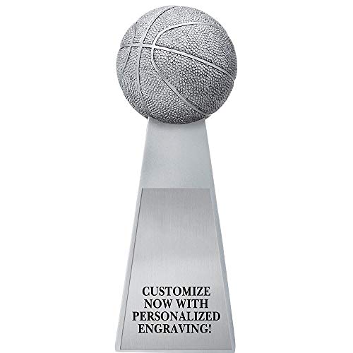 Personalized Silver Basketball Trophy 10 Inch - Custom Award for MVP Champions