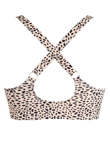 Women’s Ruching Padded Bikini Top - Leopard, Medium Size