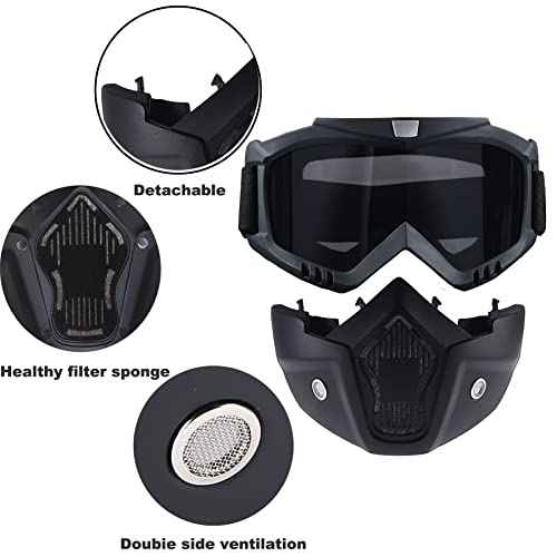 Paintball Mask Anti Fog,Tactical Full Face Mask Ski Mask Goggles Detachable Adjustable,Motorcycle Riding Face Protection